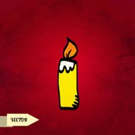 Holiday card with sketch burning candle on grunge background N2