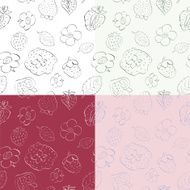 strawberries and flowers - seamless pattern