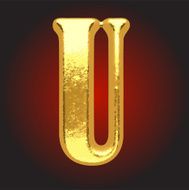 Vector golden letter u on red