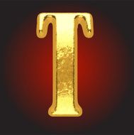 Vector golden letter t on red