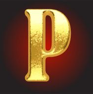 Vector golden letter p on red