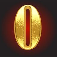 Vector golden letter o on red