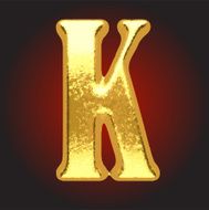 Vector golden letter k on red