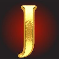 Vector golden letter j on red