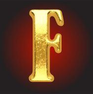 Vector golden letter f on red