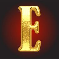 Vector golden letter e on red