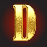 Vector golden letter d on red