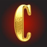 Vector golden letter c on red