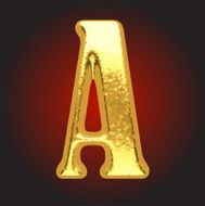 Vector golden letter a on red