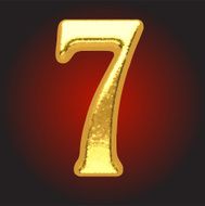 Vector golden letter 7 on red