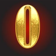 Vector golden letter 0 on red