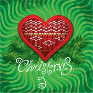 Christmas and New Year card with knitted heart shape