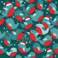 Christmas seamless pattern with Bullfinch birds