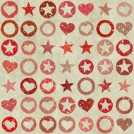 many shapes of heart stars and circle on grunge backgrounds