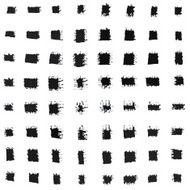 Set of various black ink hand paint brush strokes stain
