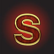 vector golden figure with red wood N76