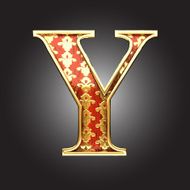vector golden figure with red wood N104