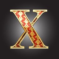 vector golden figure with red wood N105