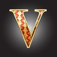 vector golden figure with red wood N107