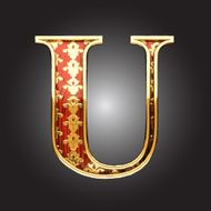 vector golden figure with red wood N108