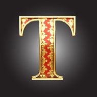 vector golden figure with red wood N109