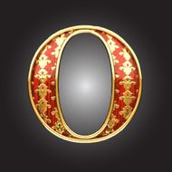 vector golden figure with red wood N114