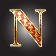 vector golden figure with red wood N115
