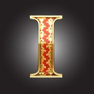 vector golden figure with red wood N119
