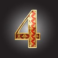 vector golden figure with red wood N132
