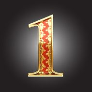 vector golden figure with red wood N134
