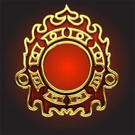 Vector golden frame with red wood