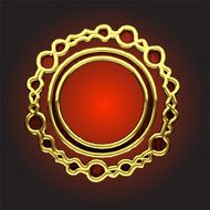 Vector golden frame with red wood N2
