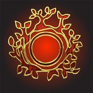 Vector golden frame with red wood N3