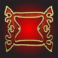 Vector golden frame with red wood N6