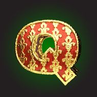 Gold and Red Wood Figure q