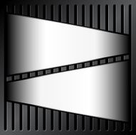 metallic label on grille background