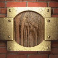 gold on brick background N29