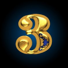 vector golden letter 3 N2