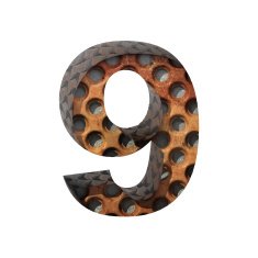 Vector metal cutted figure 9 Paste to any background N3