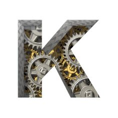 Vector gears cutted figure k Paste to any background