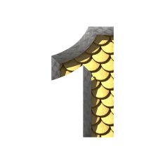 Vector golden cutted figure 1 Paste to any background