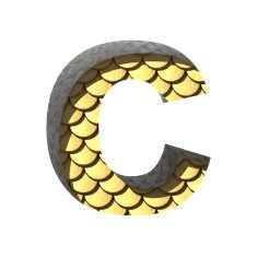 Vector golden cutted figure c Paste to any background