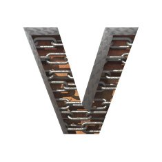 Vector metal cutted figure v Paste to any background N3
