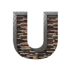 Vector metal cutted figure u Paste to any background N4