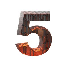 Vector hot metal cutted figure 5 Paste to any background