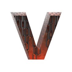 Vector hot metal cutted figure v Paste to any background