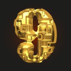 vector golden letter 9 N4