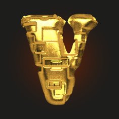 vector golden letter v N4