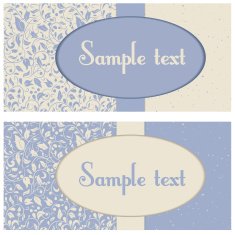 postcard in blue and beige colours with floral ornament