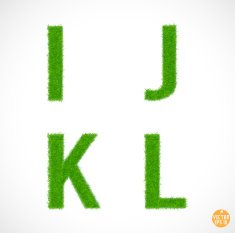 I J K L uppercase with grass textured isolated vector N2